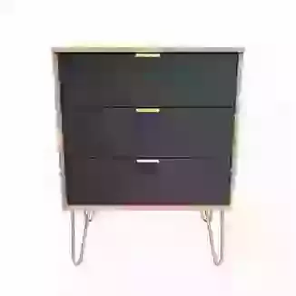 Modern Grooved 3 Drawer Chest with Gold Hairpin Legs